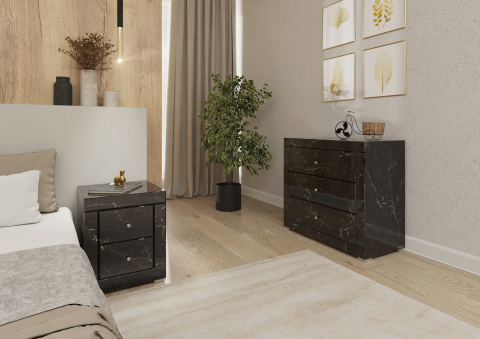 Lustrzana Komoda Czarny Marmur 3 Lustrzana Komoda Czarny Marmur 3