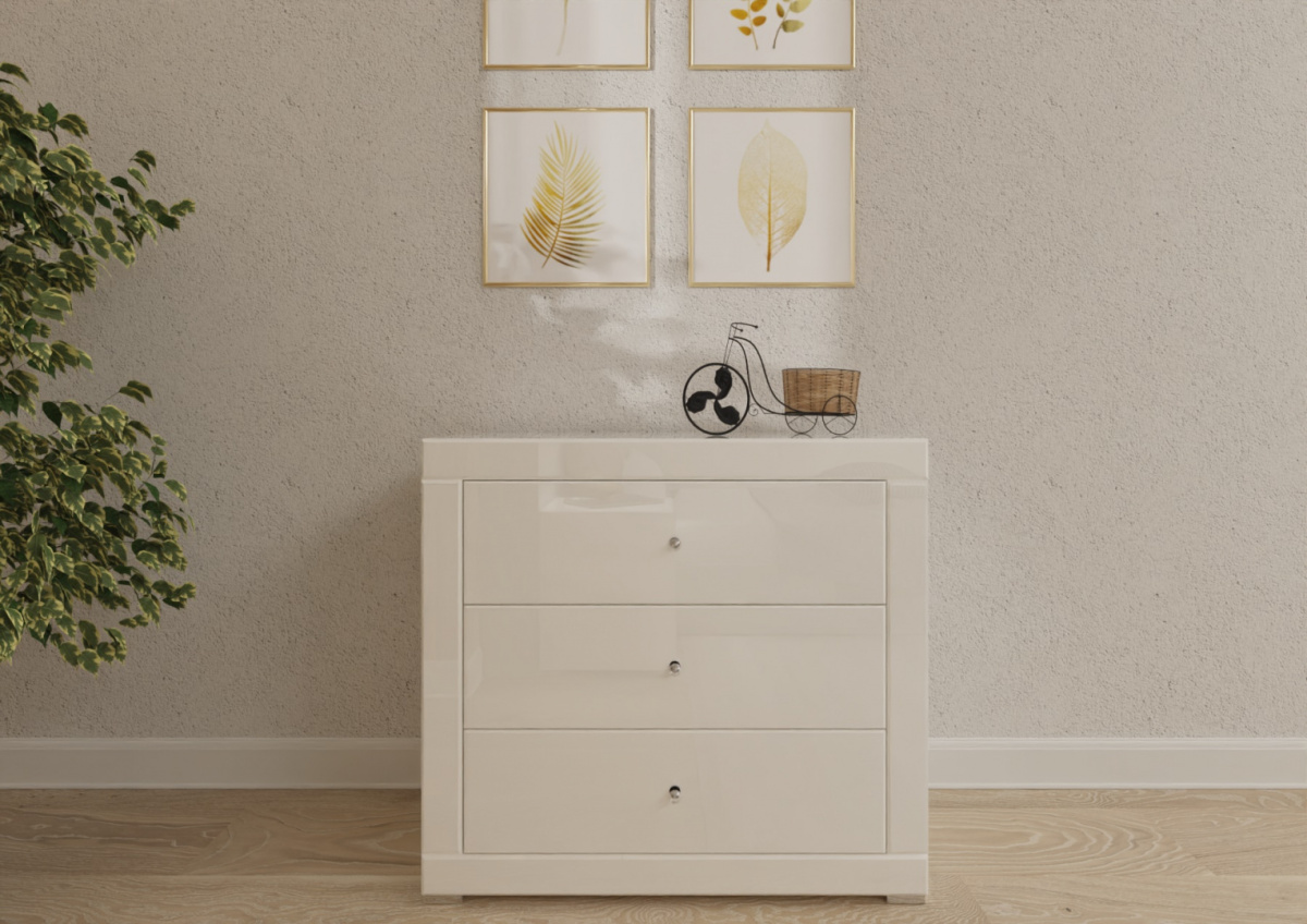 Lustrzana Komoda Białe Szkło 3