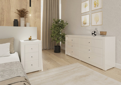 Lustrzana Komoda Białe Szkło