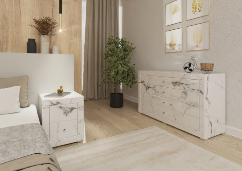 Lustrzana Komoda Biały Marmur 4