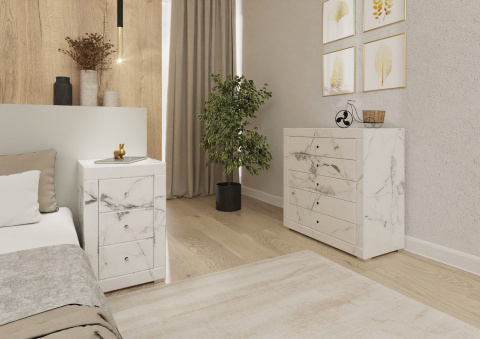 Lustrzana Komoda Biały Marmur 5