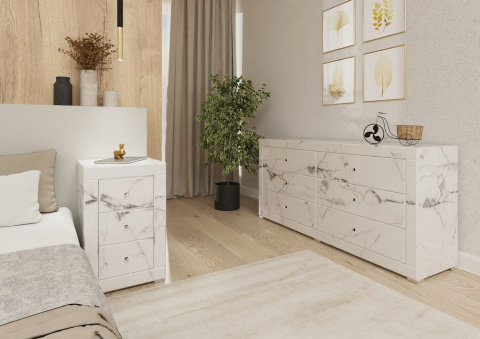 Lustrzana Komoda Biały Marmur