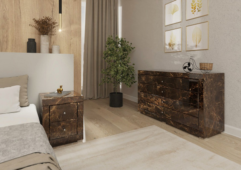 Lustrzana Komoda Brązowy Marmur 4