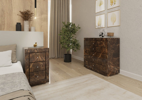 Lustrzana Komoda Brązowy Marmur 5