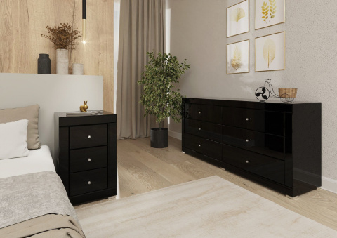 Lustrzana Komoda Czarne Szkło