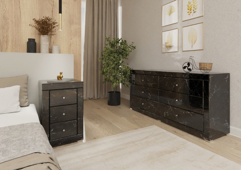 Lustrzana Komoda Czarny Marmur