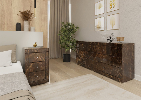 Lustrzana Szafka Brązowy Marmur 3