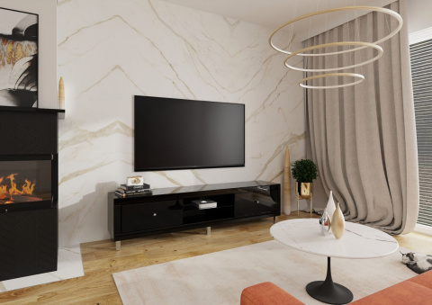 Lustrzana Czarna Szafka RTV