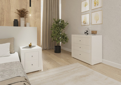 Szafka Nocna Białe Szkło