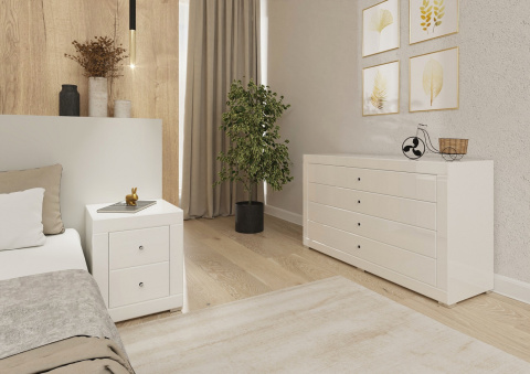 Szafka Nocna Białe Szkło