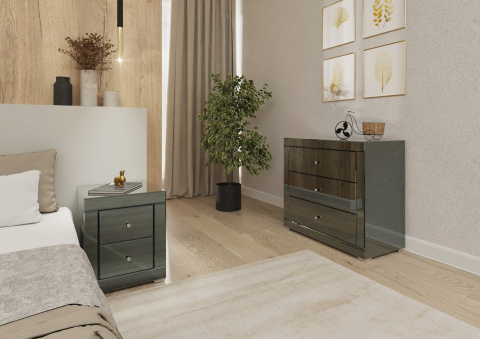 Szafka Nocna Szkło Grafitowe