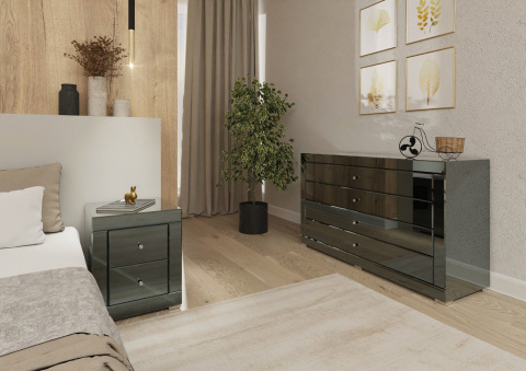 Szafka Nocna Szkło Grafitowe