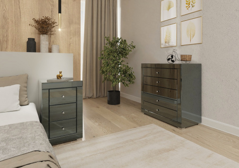 Szafka Nocna Szkło Grafitowe 3