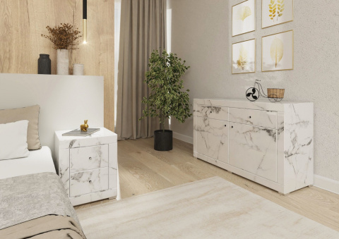 Lustrzana Komoda Biały Marmur Duo Lustrzana Komoda Biały Marmur Duo