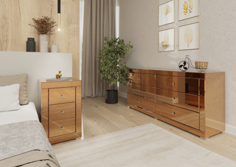 Lustrzana Komoda Miedziane Szkło