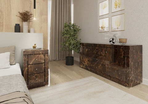 Lustrzana Komoda Brązowy Marmur Marsylia