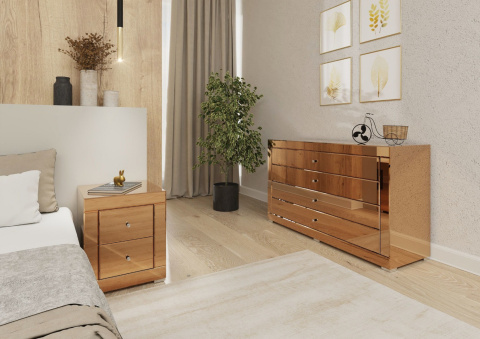 Lustrzana Komoda Miedziane Szkło 4