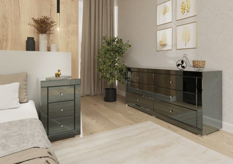 Lustrzana Komoda Szkło Grafitowe 125x40x74