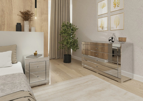 Lustrzana Komoda z 4 szufladami 120x50x95 Lustrzana Komoda z 4 szufladami 120x50x95