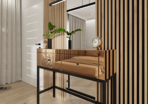 Lustrzana Konsola Miedziane Szkło