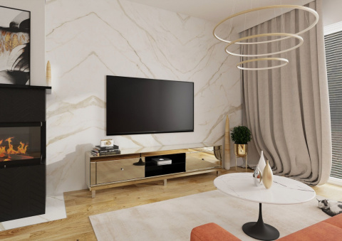 Lustrzana Złota Szafka RTV