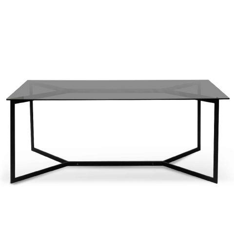 Szklany Stół z Grafitowym Blatem